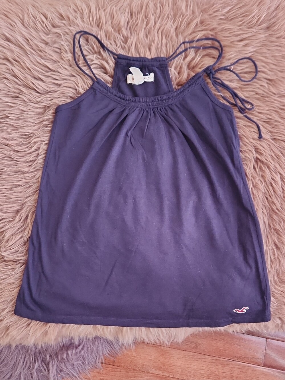 Hollister Y2K Navy Blue Halter Camisole with Tie Straps
